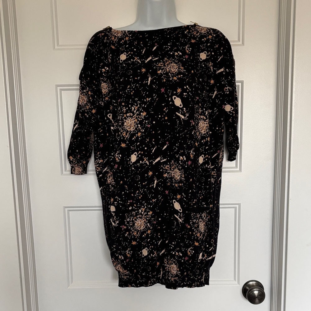 Moda International Black and Gold Celestial Mini Dress